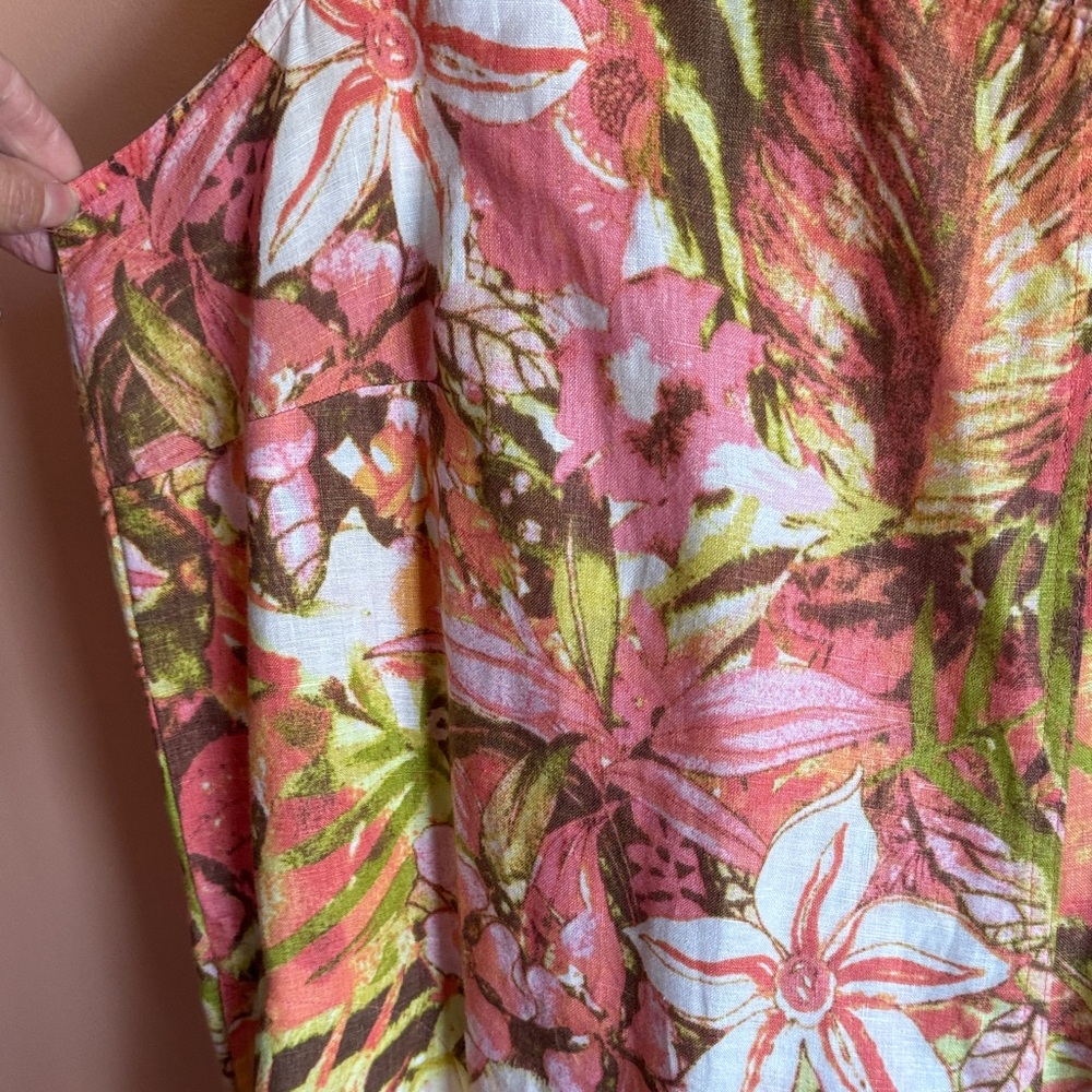 J. Jill Linen Floral Midi Dress - Pink and Green - Picture 5 of 12